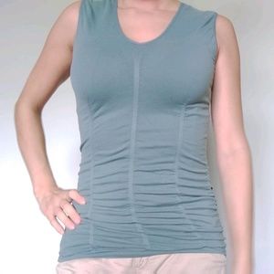 Dusty Green Ruched Sleeveless Tunic Top
